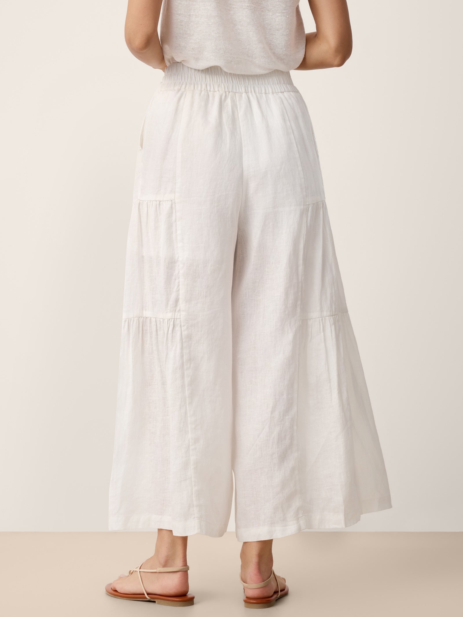 100% Linen Bow-Waist Tiered Pants TARYN by LINTICO