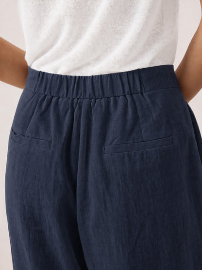 100% Linen Buttoned Slit-Hem Pants KATYA by LINTICO