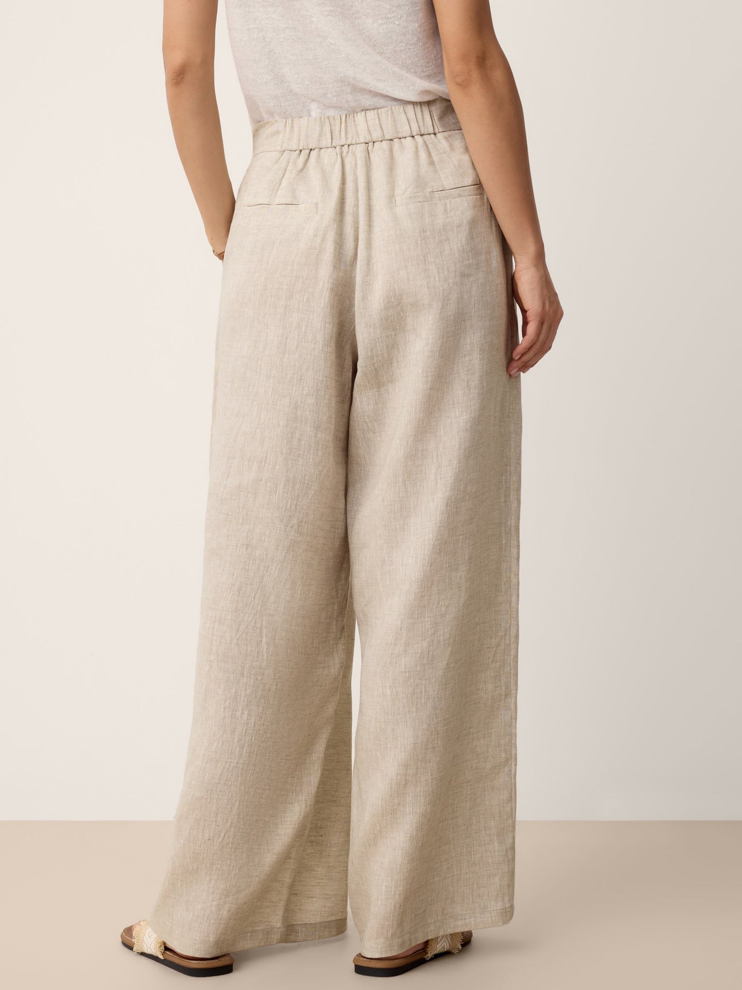 100% Linen Buttoned Slit-Hem Pants KATYA by LINTICO