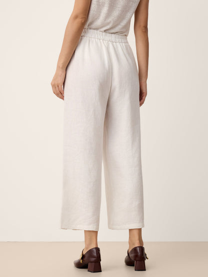 100% Linen Buttoned Split-Hem Pants ALINA by LINTICO