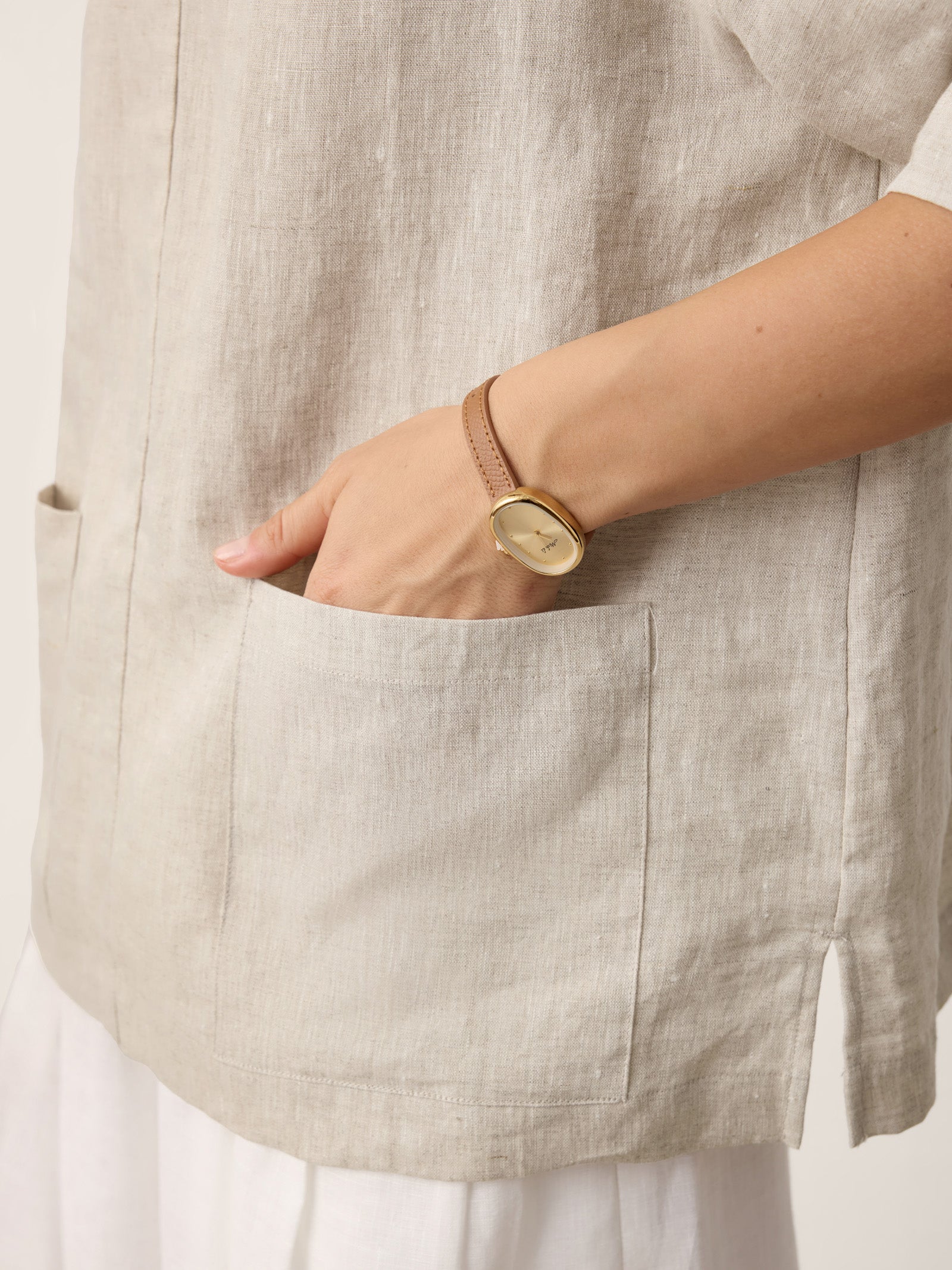 100% Linen Camp-Collar Patch-Pocket Top BRENNA by LINTICO