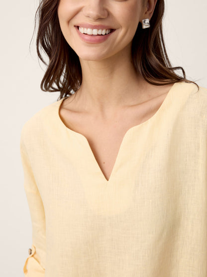 100% Linen Curved-Hem Oversized Top DAPHNEA by LINTICO