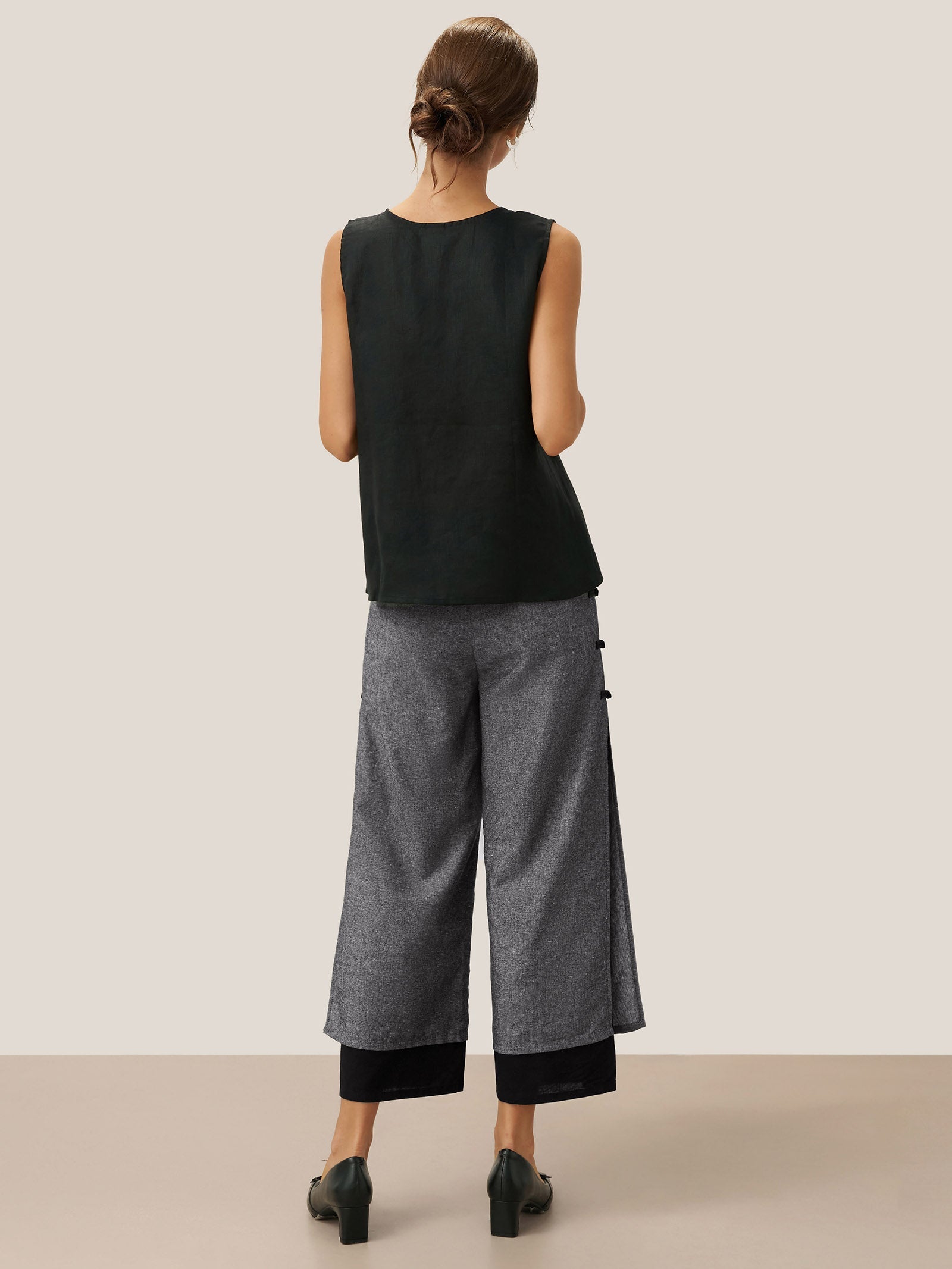 Linen Double Layer Handmade Capri Pants STELLA by LINTICO