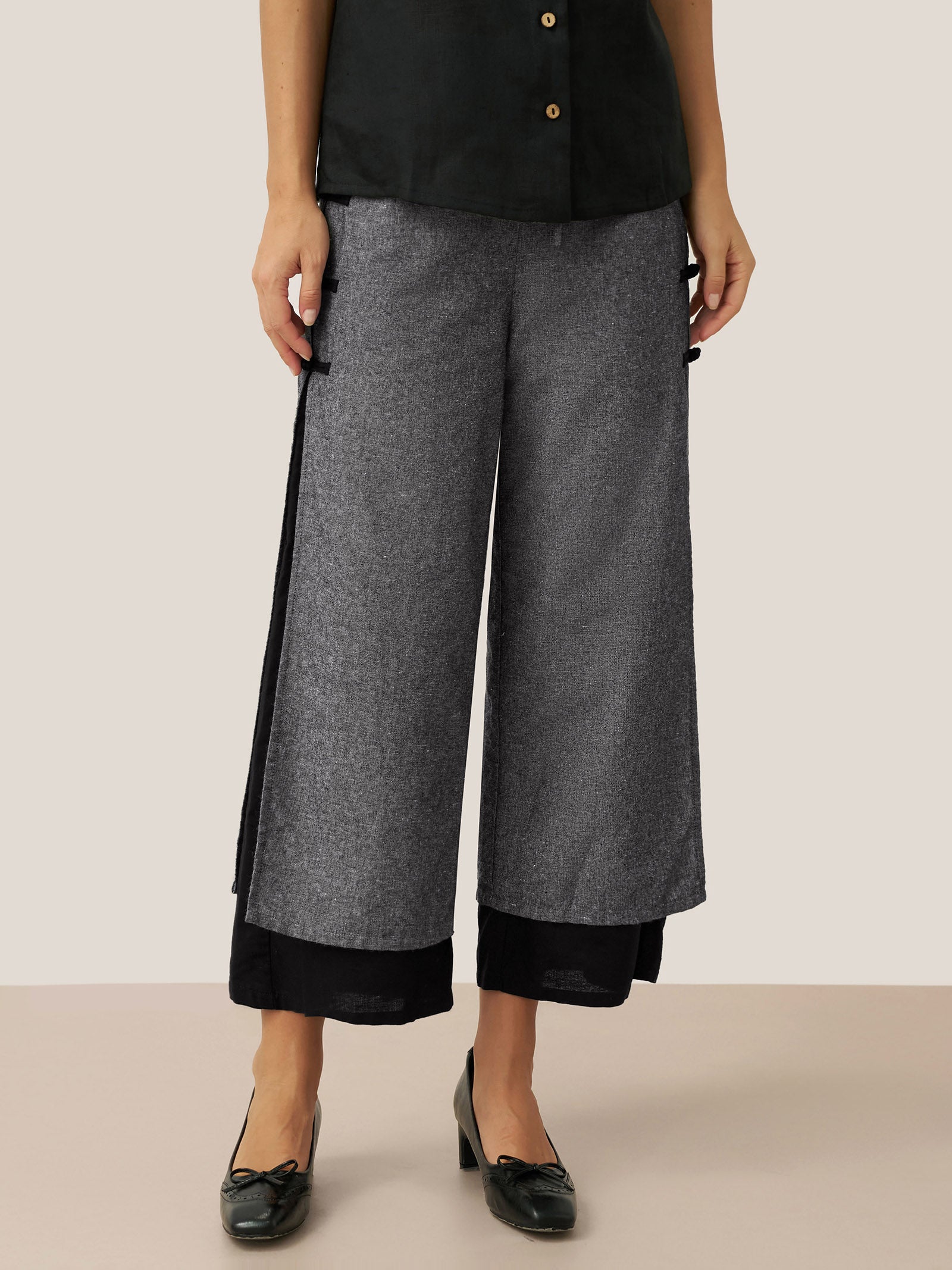 Linen Double Layer Handmade Capri Pants STELLA by LINTICO