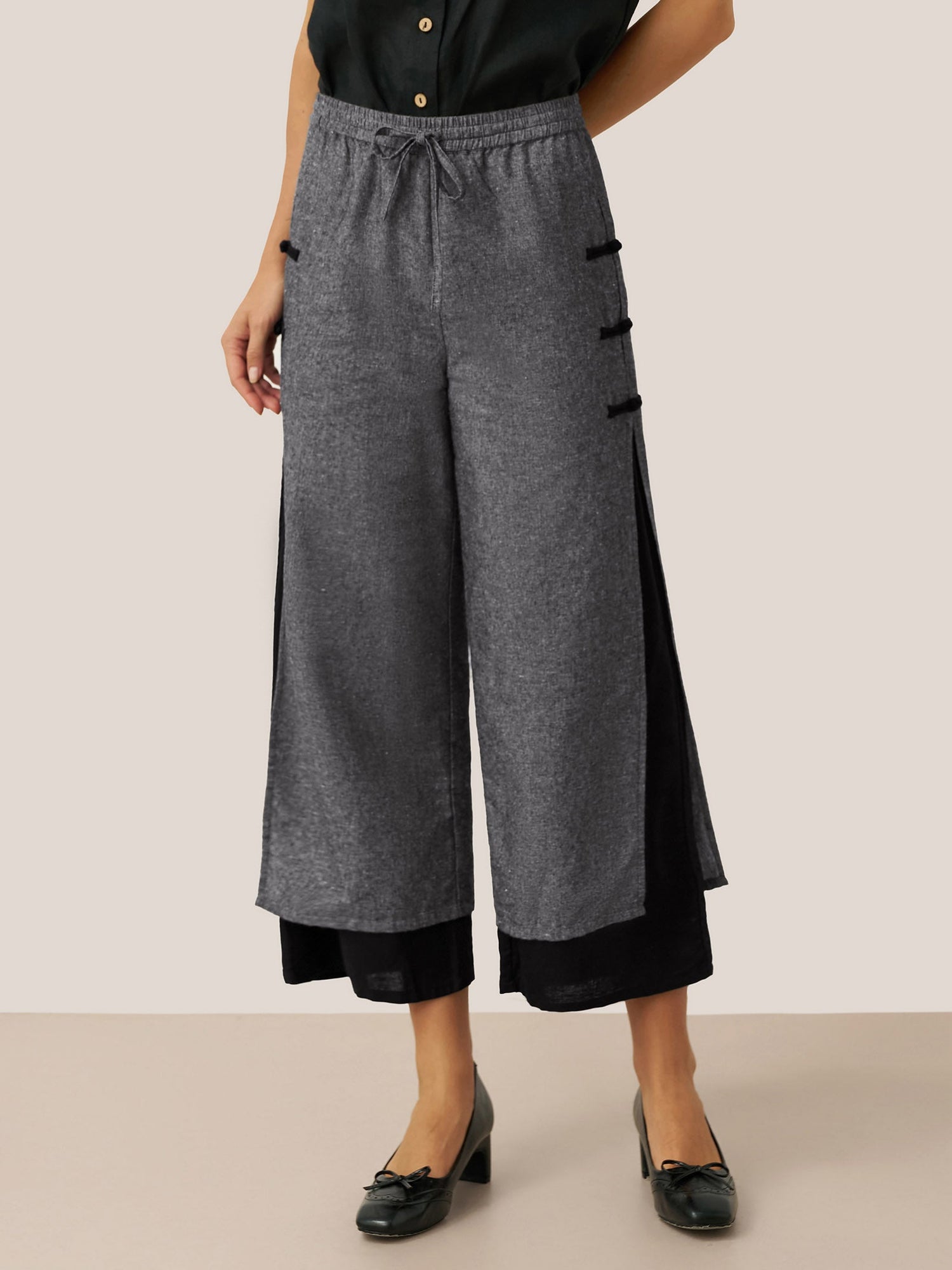 Linen Double Layer Handmade Capri Pants STELLA by LINTICO