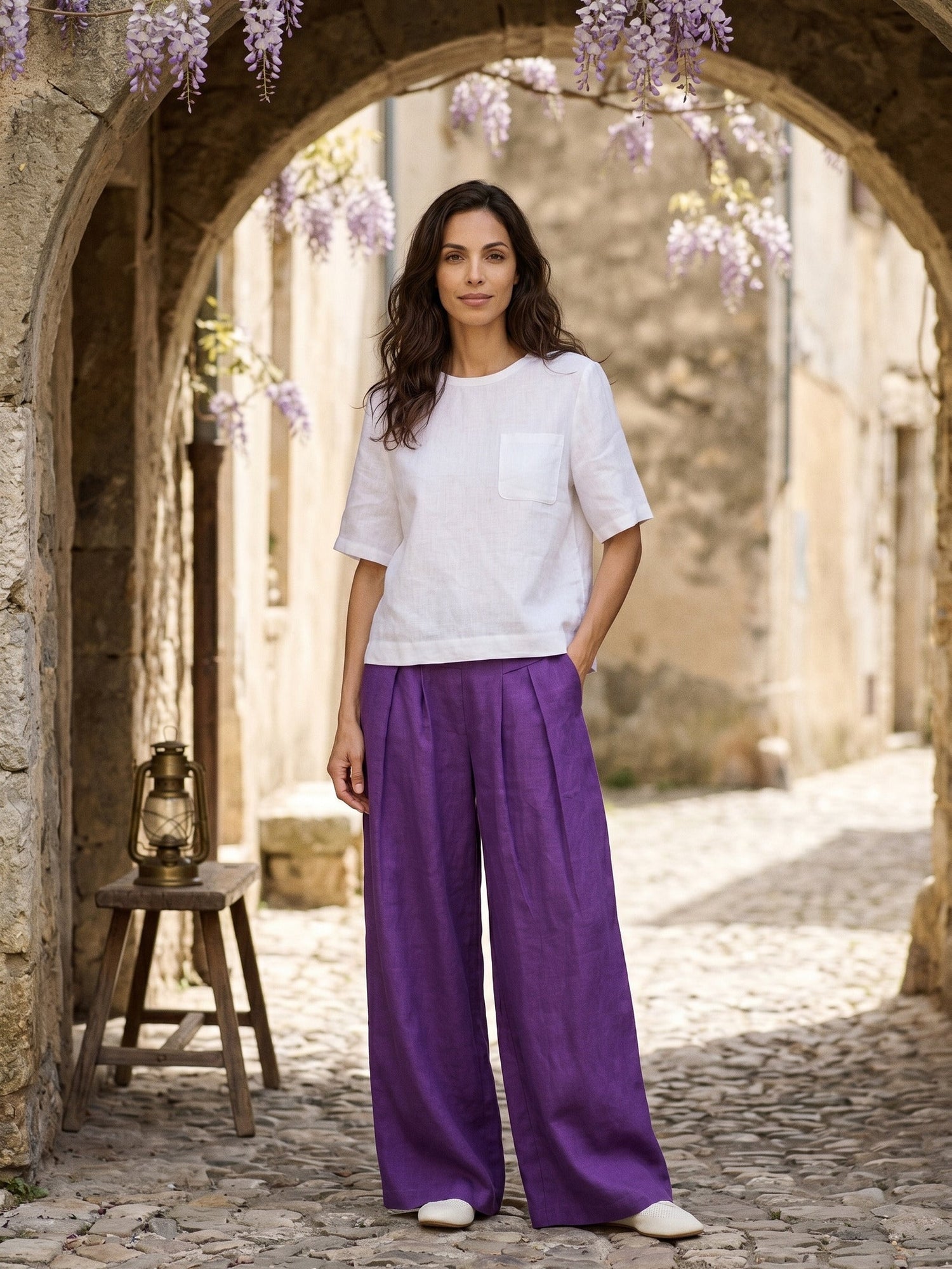 100% Linen Drop Shoulder Boxy Top REGINA by LINTICO