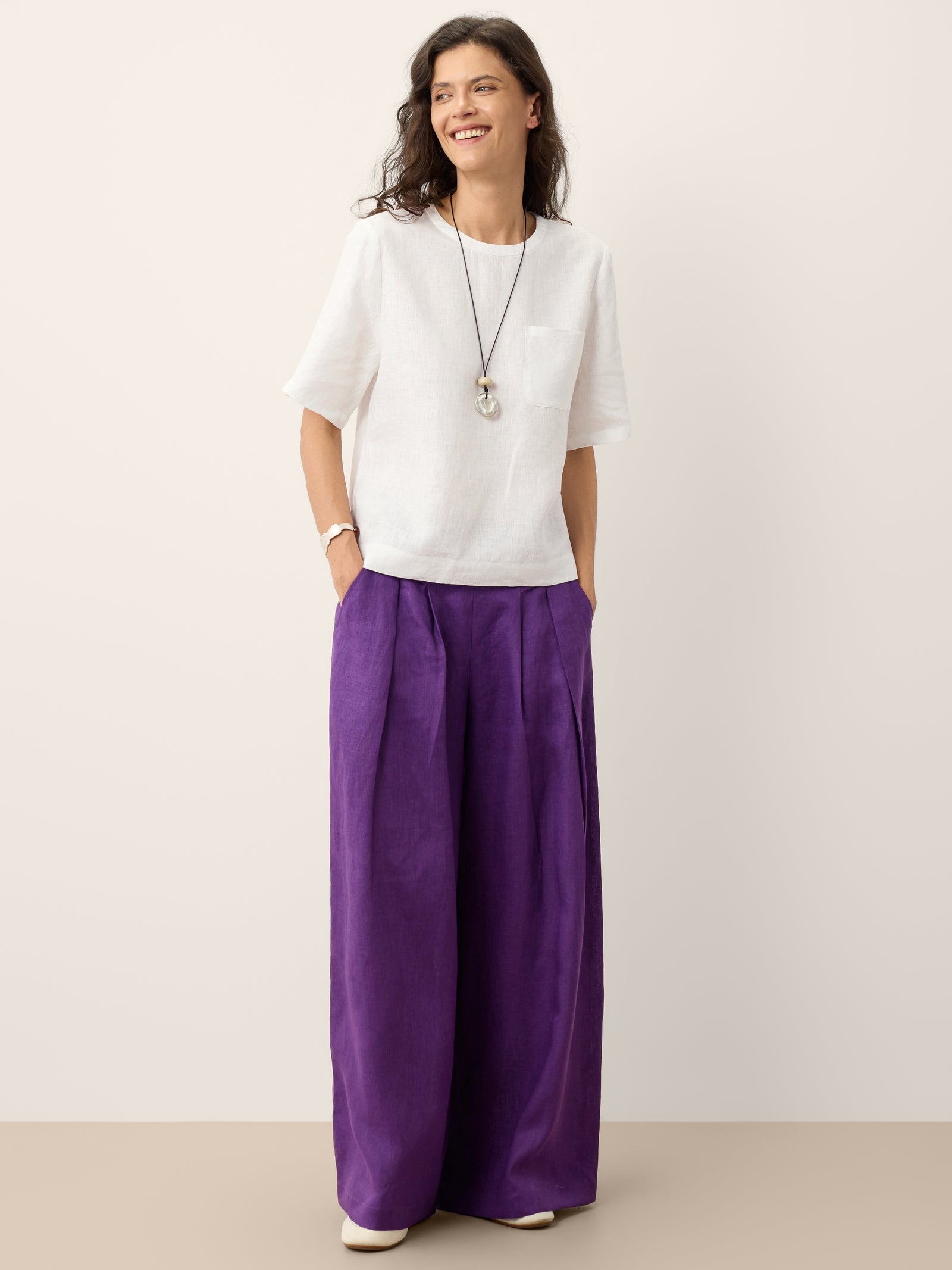 100% Linen Drop Shoulder Boxy Top REGINA by LINTICO
