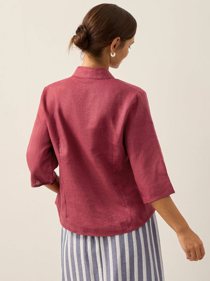100% Linen Hand Button Fitted Jacket AMELIA by LINTICO