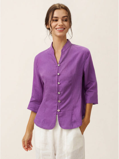100% Linen Hand Button Fitted Jacket AMELIA by LINTICO