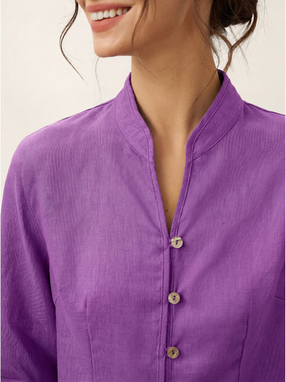 100% Linen Hand Button Fitted Jacket AMELIA by LINTICO