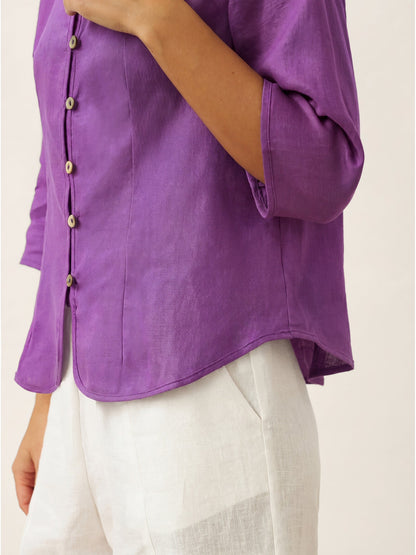 100% Linen Hand Button Fitted Jacket AMELIA by LINTICO