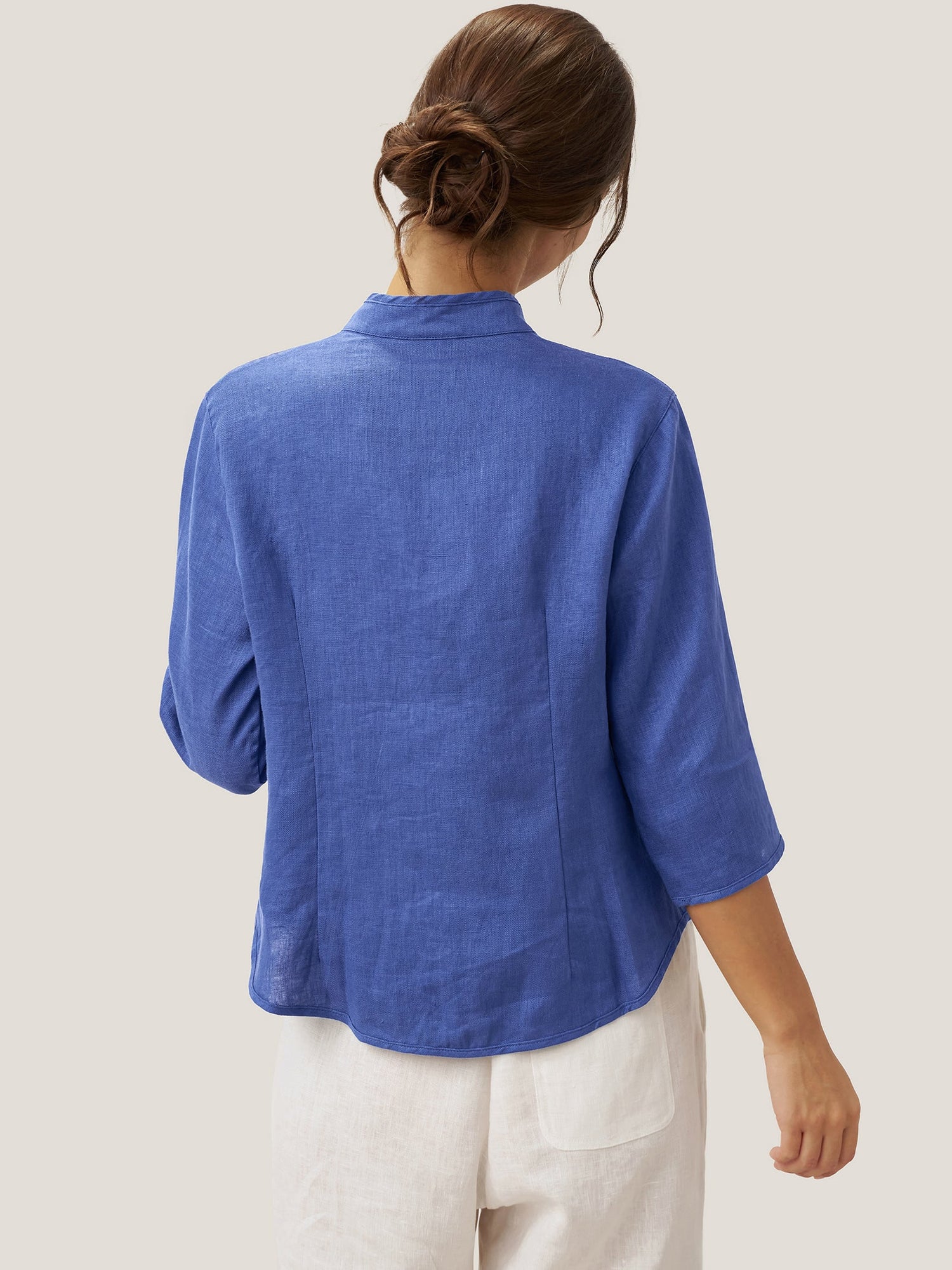 100% Linen Hand Button Fitted Jacket AMELIA by LINTICO