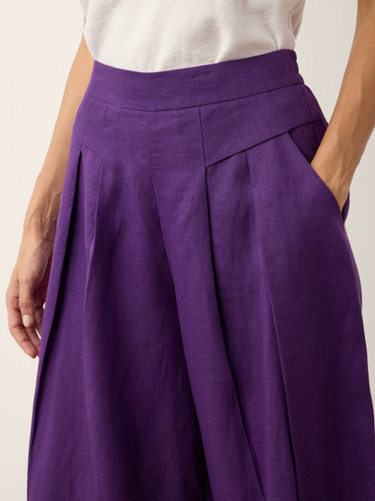 100% Linen Pleated Waist Wide Leg Pants LOUISA by LINTICO