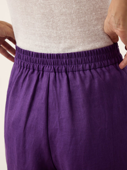 100% Linen Pleated Waist Wide Leg Pants LOUISA by LINTICO