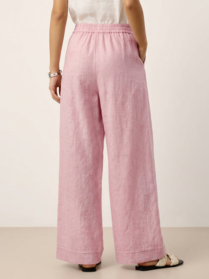 100% Linen Sculpted Pleat Elasticated Back Relaxed Pants VERIDIANA by LINTICO