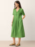 100% Linen Split Neck Button Detail Midi Dress SERAPHINE by LINTICO