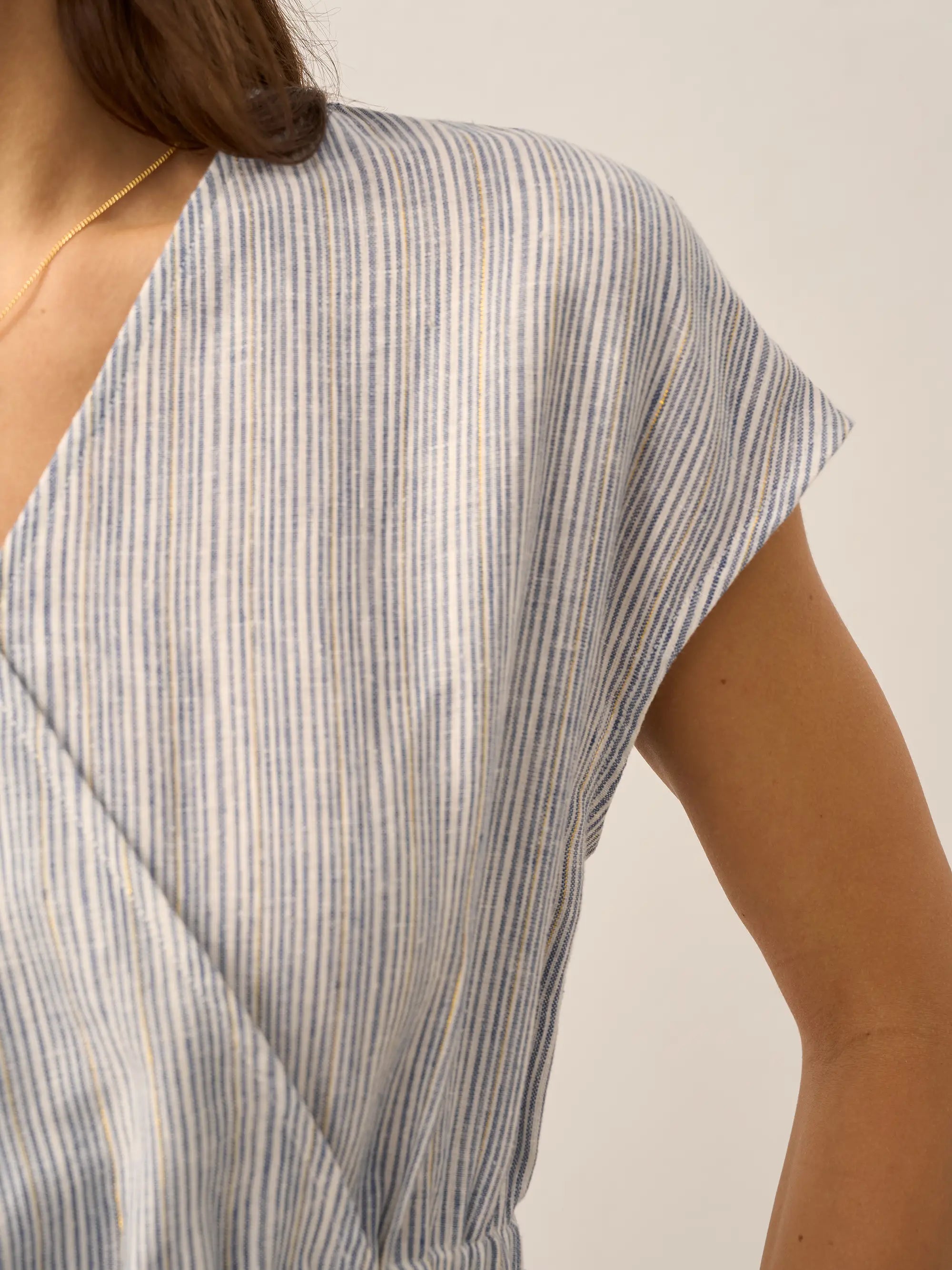 100% Linen Striped Elastic-Waist Mini Dress ARIA by LINTICO