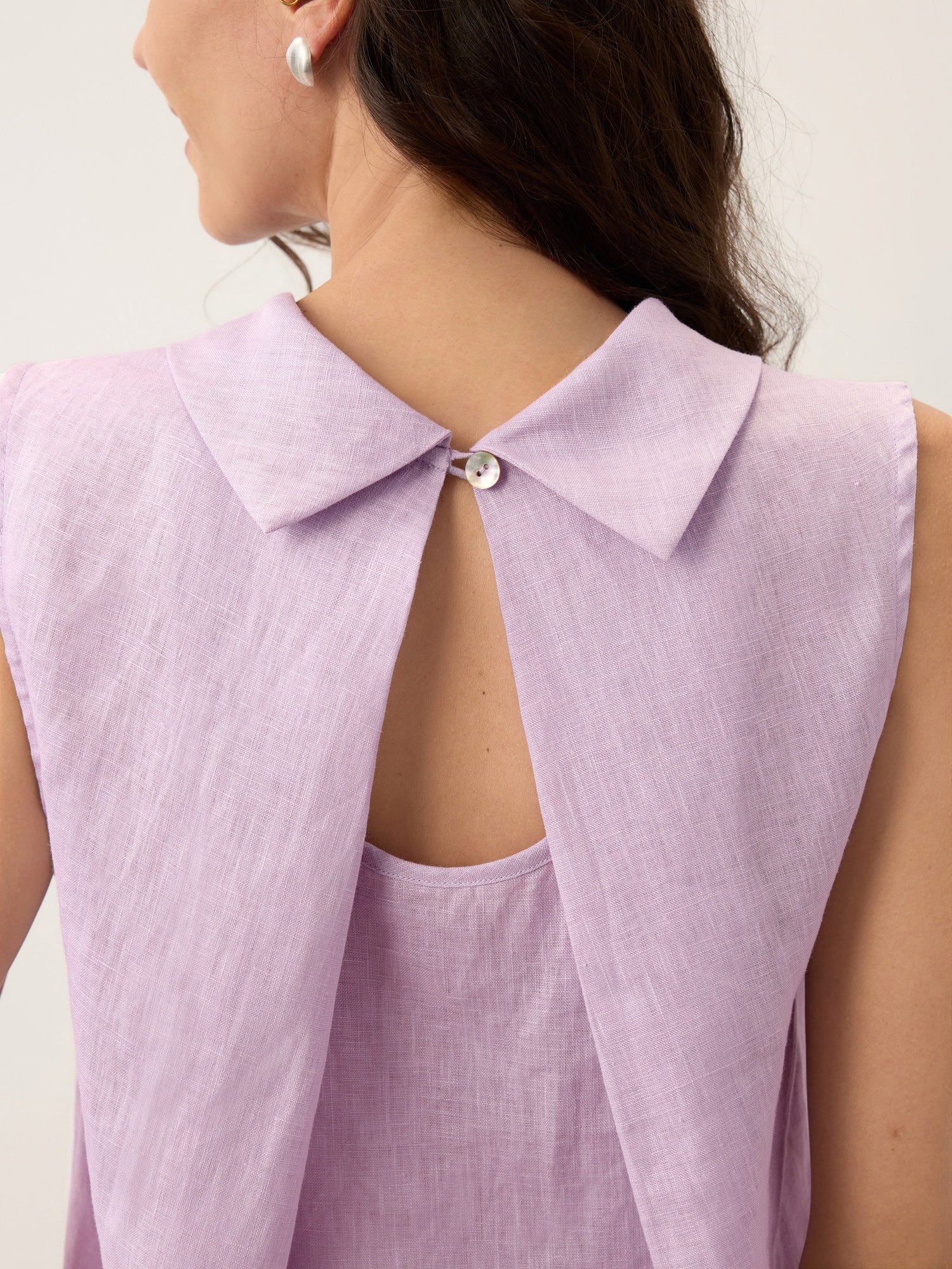 100% Linen Structured Collar Sleeveless Blouse BLAIR by LINTICO