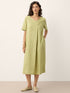 100% Linen Surplice Neck A Line Midi Dress JUDITH by LINTICO