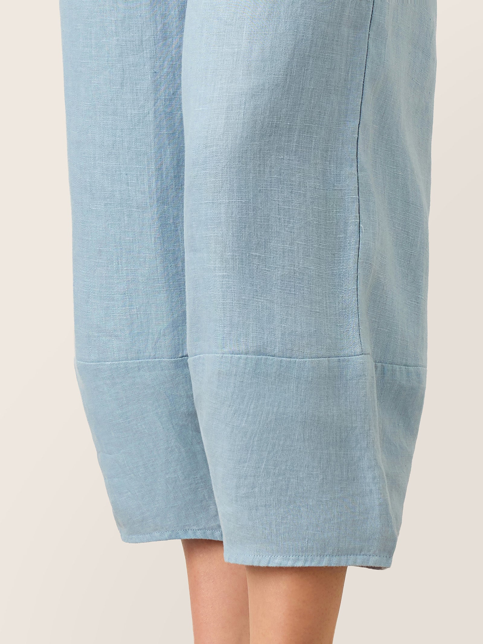 100% Linen Tapered Cropped Pull-On Trousers LORETTA by LINTICO