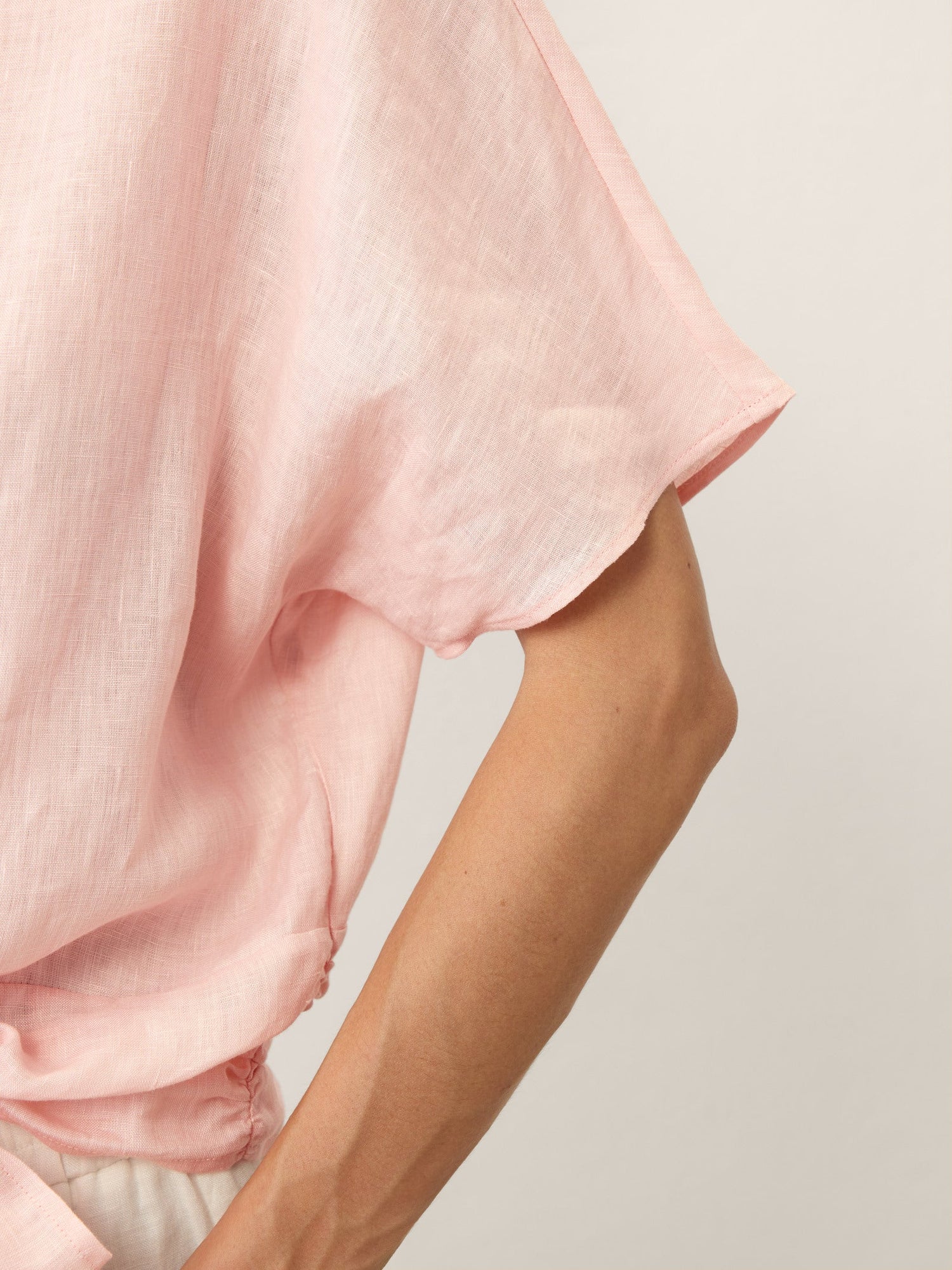 100% Linen Tie Front Drop Shoulder Top PAULA by LINTICO
