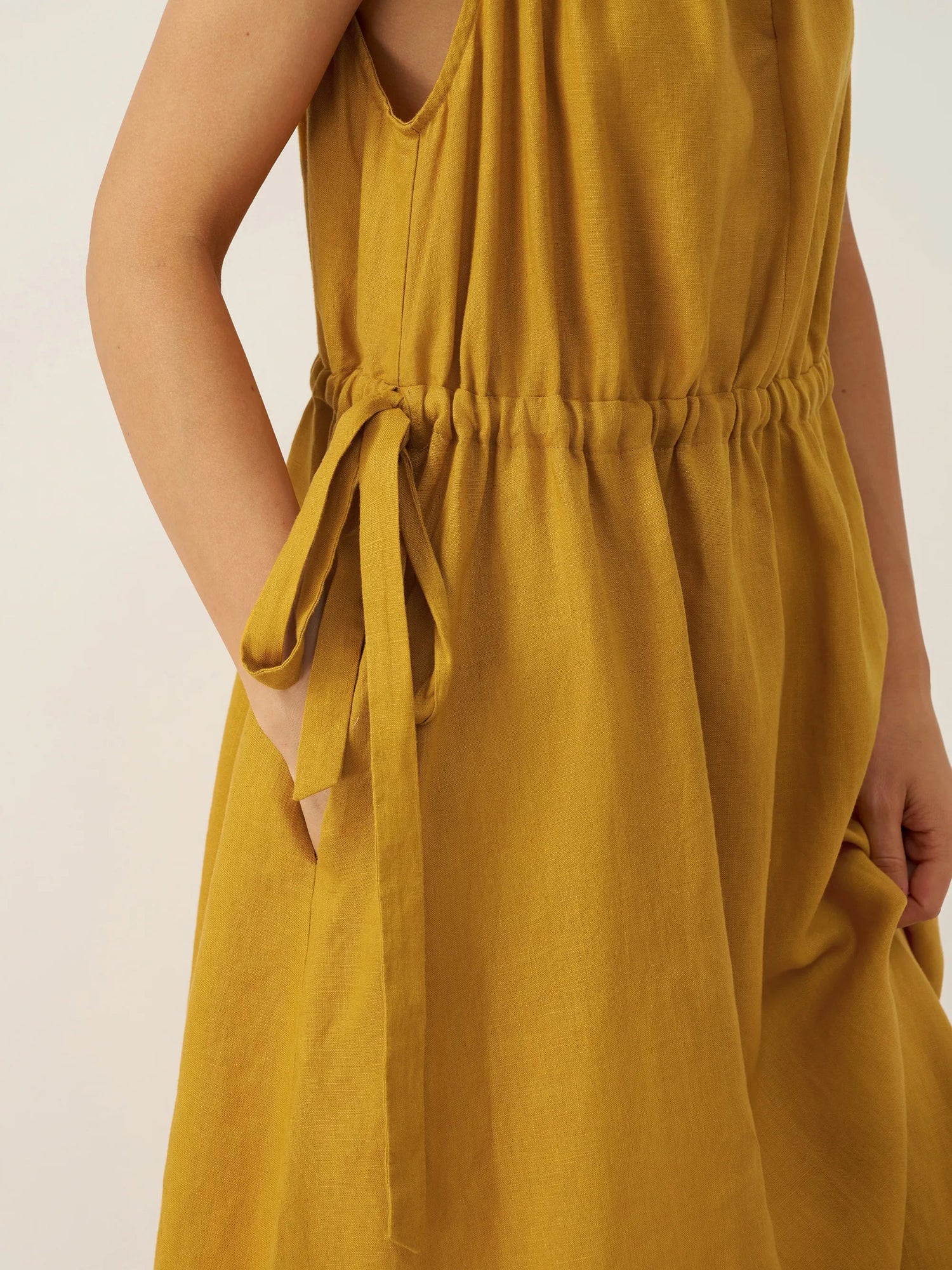 100% Linen V-Neck Halter Maxi Dress BETH by LINTICO