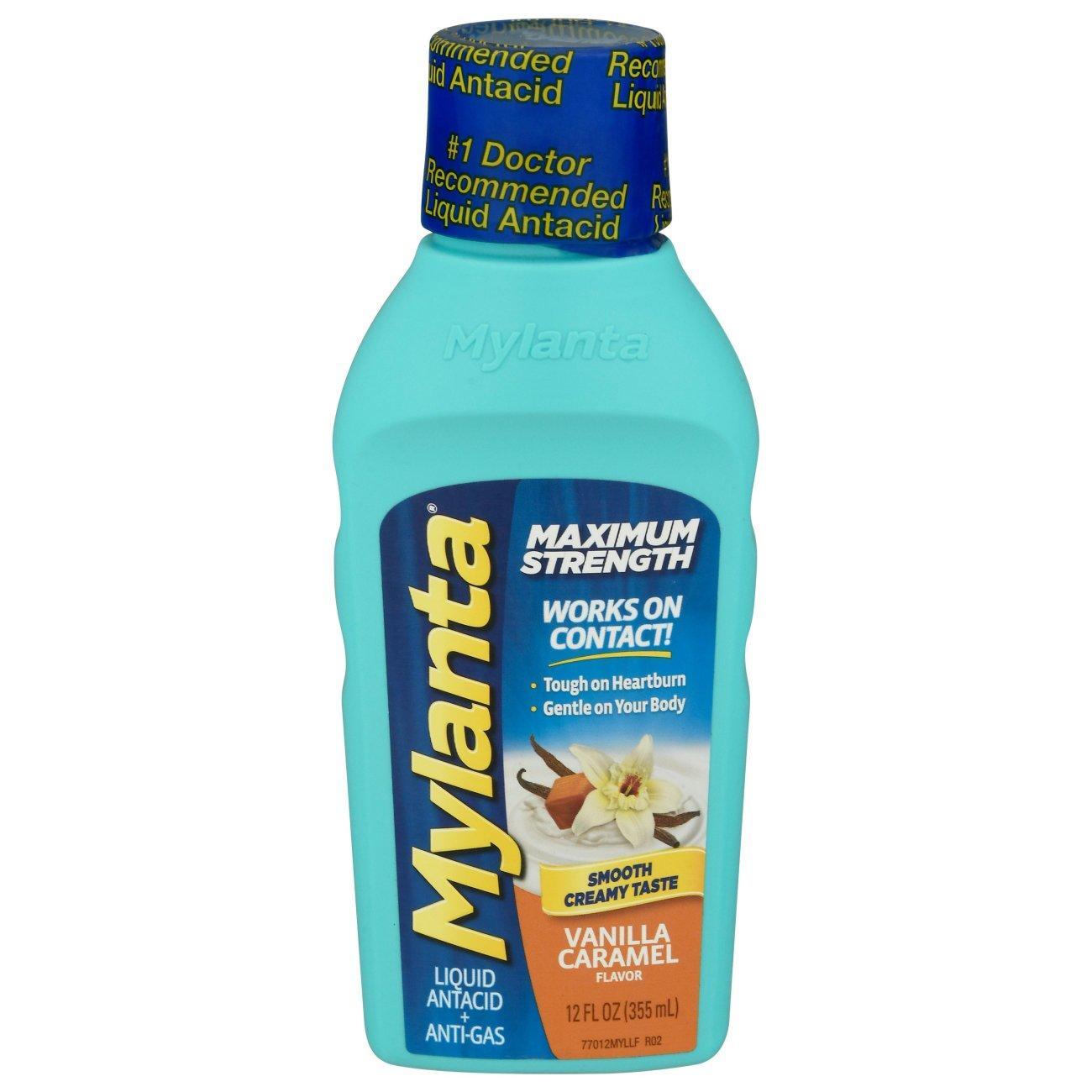 Mylanta Liquid Maximum Strength Vanilla Caramel Flavor Antacid + Anti Gas 12 Fl Oz by Pasteur Pharmacy
