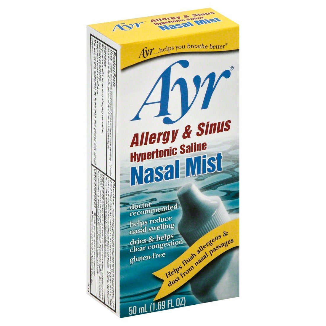 Ayr Saline Nasal Mist, Allergy &amp; Sinus Relief, Drug-Free Nasal Spray, 50 mL (1.7 fl oz)