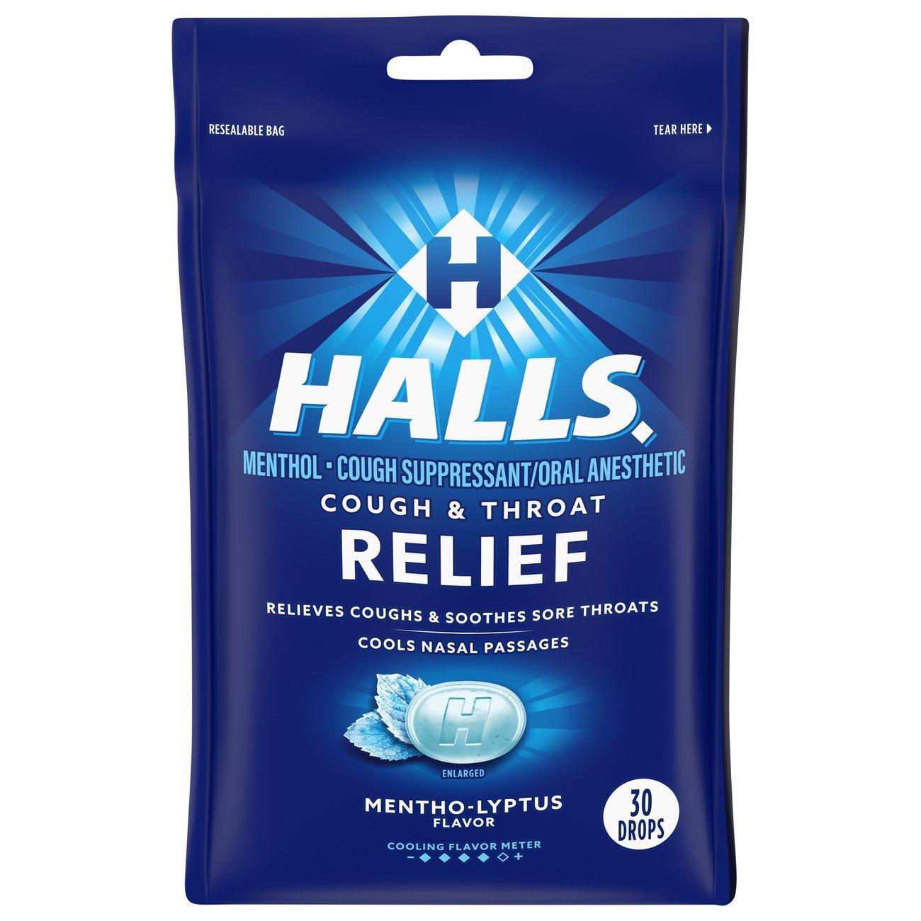 Halls Relief, Menthol, Cough Suppressant/Oral Anesthetic, Mentho-Lyptus Flavor, 30 Drops by Pasteur Pharmacy