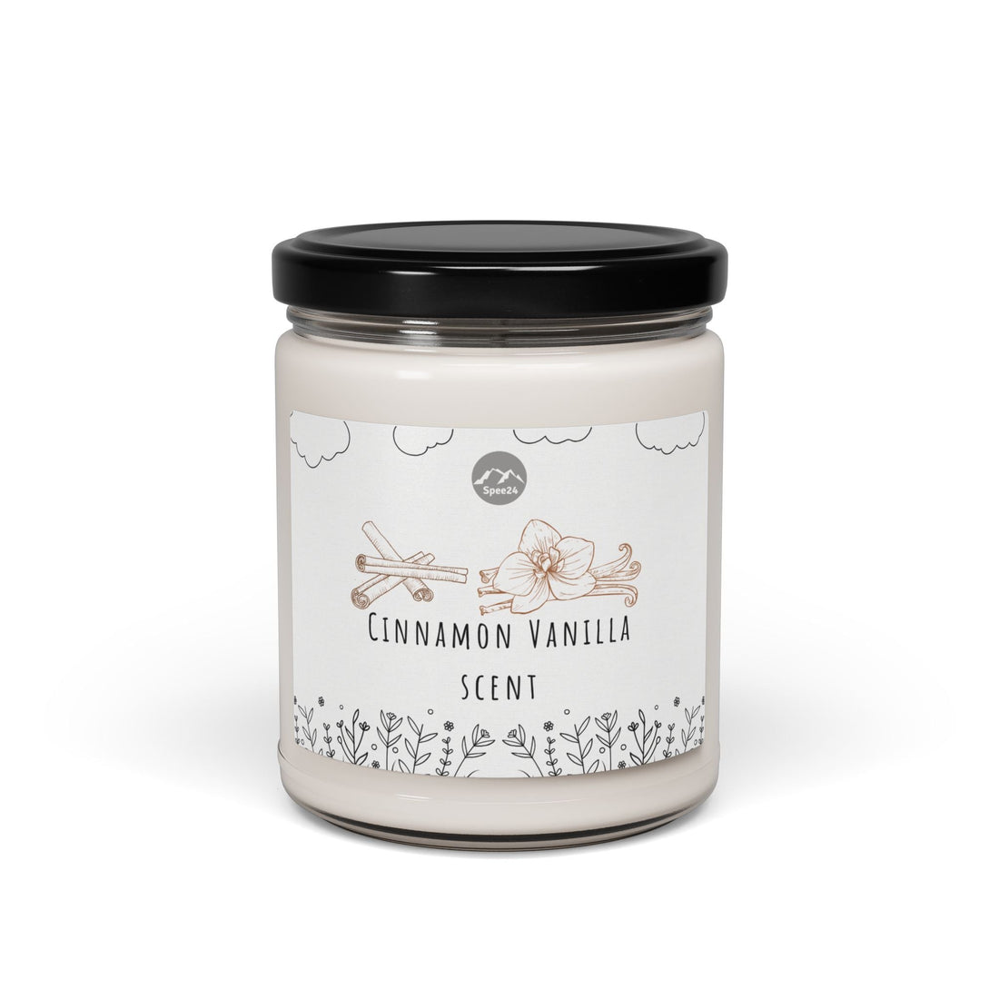 Cinnamon Vanilla Soy Candle - Relaxing Home Decor, Eco-Friendly Gift, Aromatherapy, Scented Candle, Handmade Candle-- 9oz by Spee24, LLC