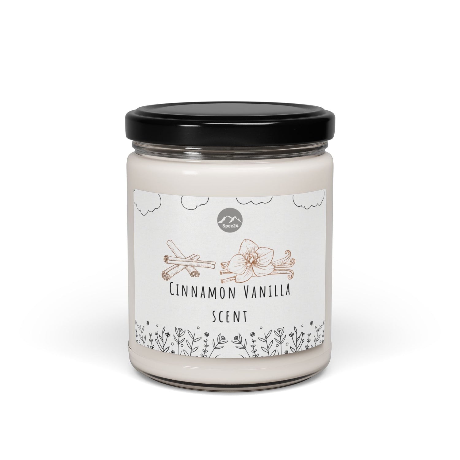 Cinnamon Vanilla Soy Candle - Relaxing Home Decor, Eco-Friendly Gift, Aromatherapy, Scented Candle, Handmade Candle-- 9oz by Spee24, LLC
