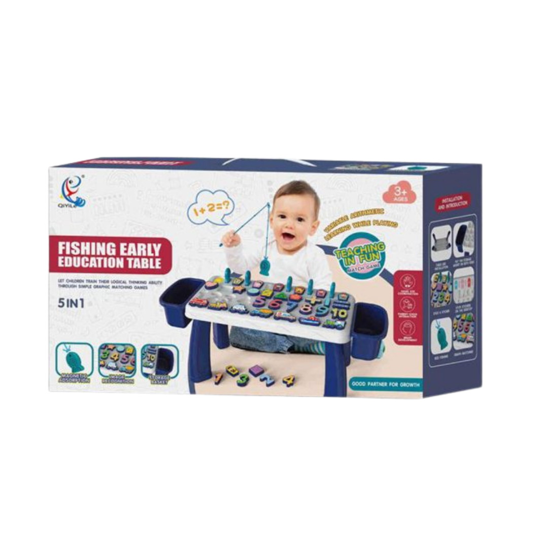 Qiyile 5-in-1 Fishing Early Education Table &amp; Magnetic Game (Blue/White) by Farmacias Savia