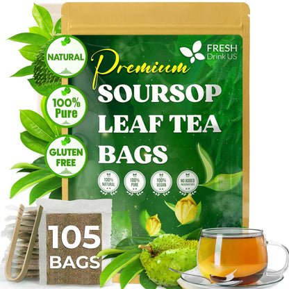 Premium Soursop Leaves Tea bags, Dried Soursop Leaves, Soursop Leaf Powder, Guanabana Leaves Tea, Hoja Guanabana Tea by FreshDrinkUS - Natural and Premium Herbal Tea