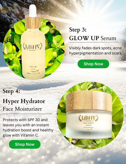 PREMIUM 100% VEGAN GLOW UP Toner Serum With Hyaluronic Acid + Niacinamide + Camellia Leaf + Vitamin E + Rose Water by LOHV ESSENTIALS