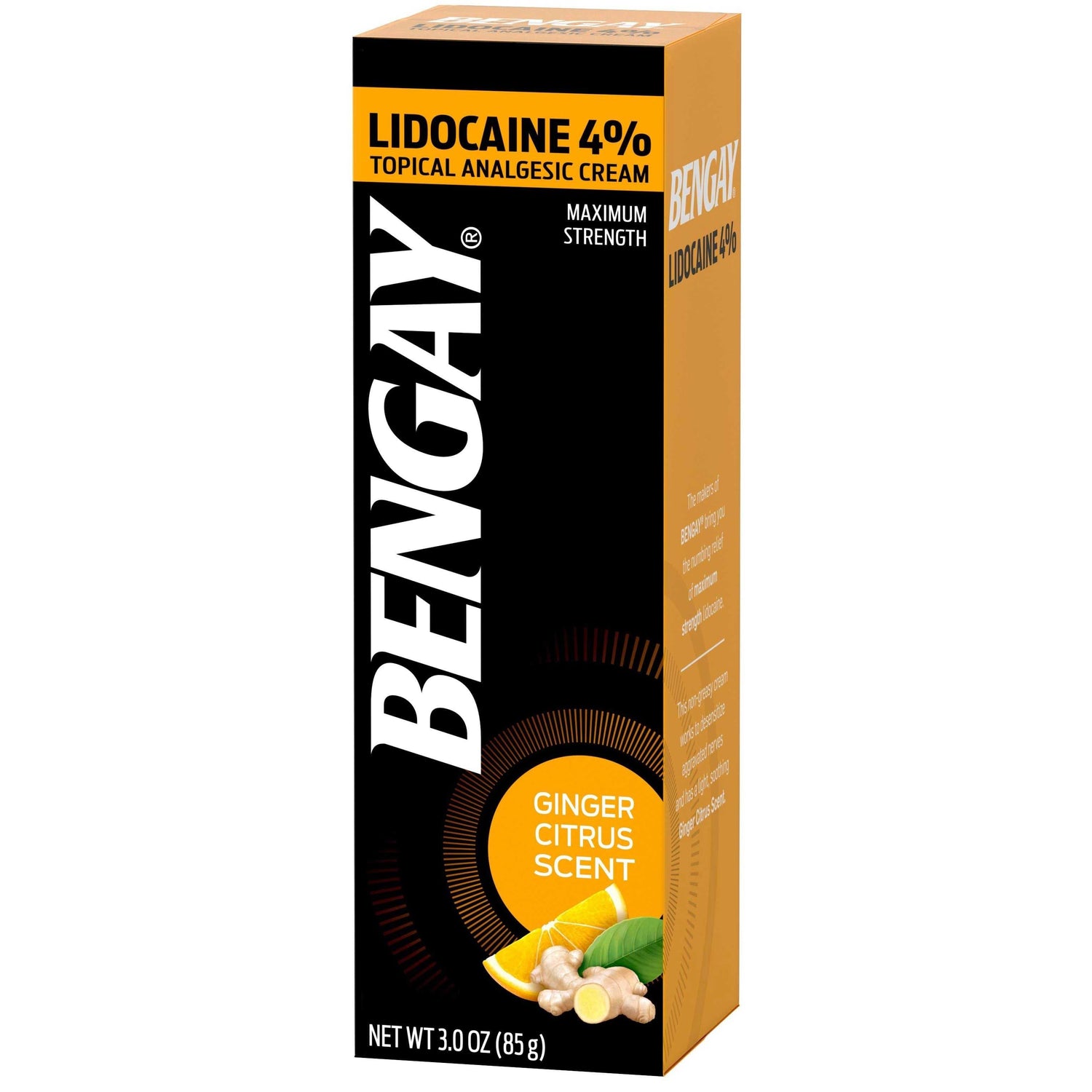 Bengay Lidocaine 4% Maximum Strength Ginger Citrus Scent Topical Analgesic Cream 3 Oz by Pasteur Pharmacy