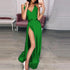 Spring Sexy V neck Strap Split Mop Dress Women Clothing Evening Dress by Ragazza