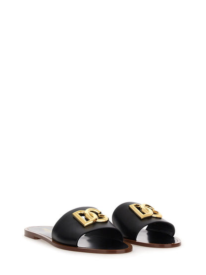 Dolce &amp; Gabbana Women Leather Slide Sandal