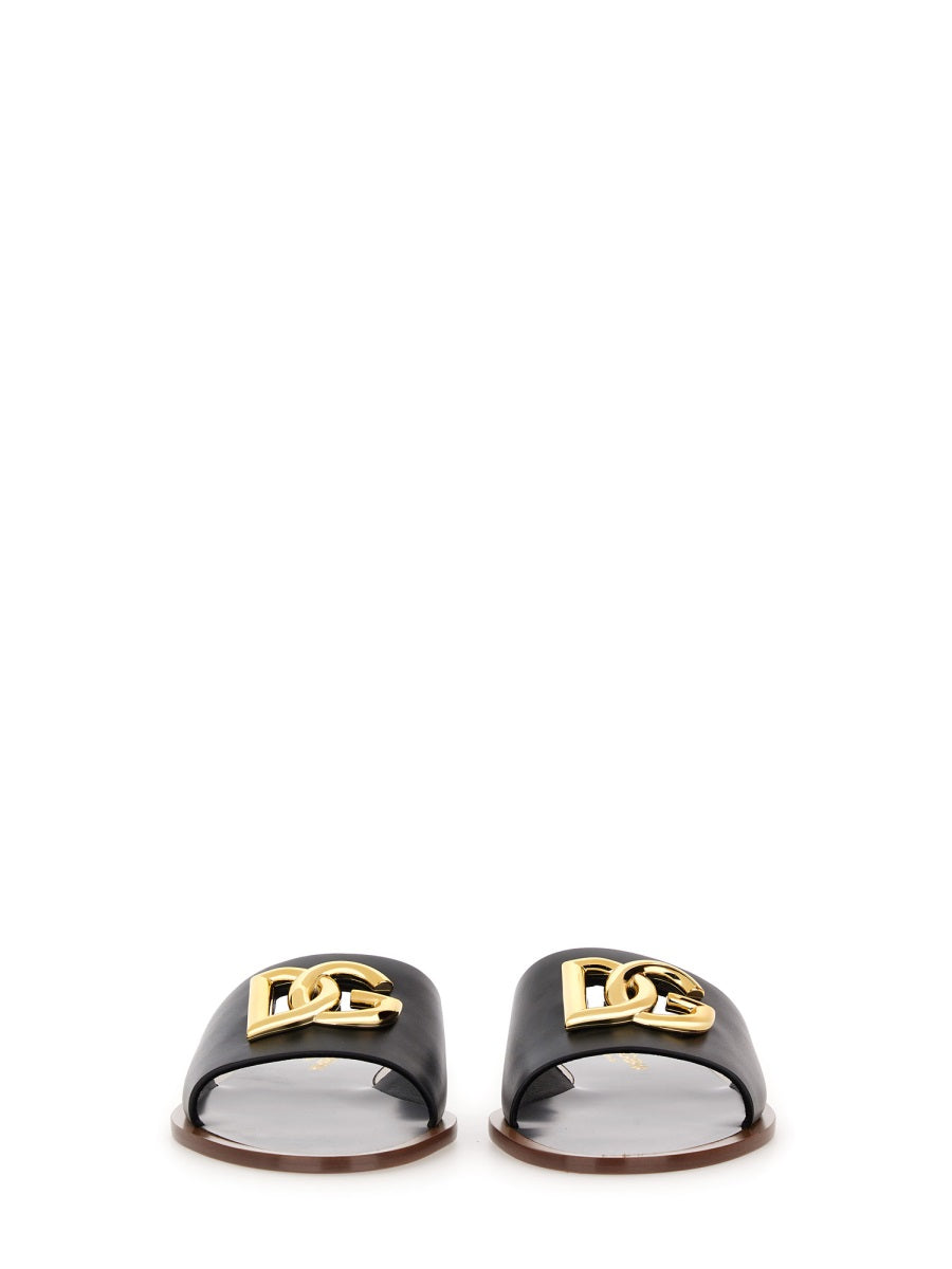 Dolce &amp; Gabbana Women Leather Slide Sandal
