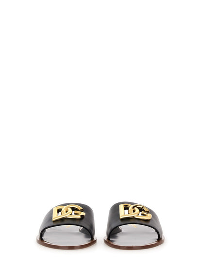 Dolce &amp; Gabbana Women Leather Slide Sandal