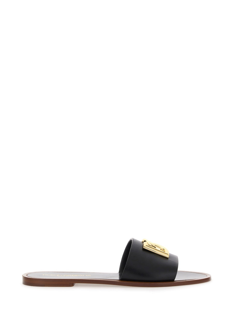Dolce &amp; Gabbana Women Leather Slide Sandal