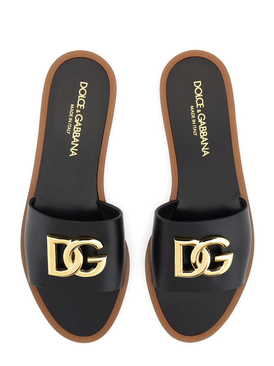 Dolce &amp; Gabbana Women Leather Slide Sandal