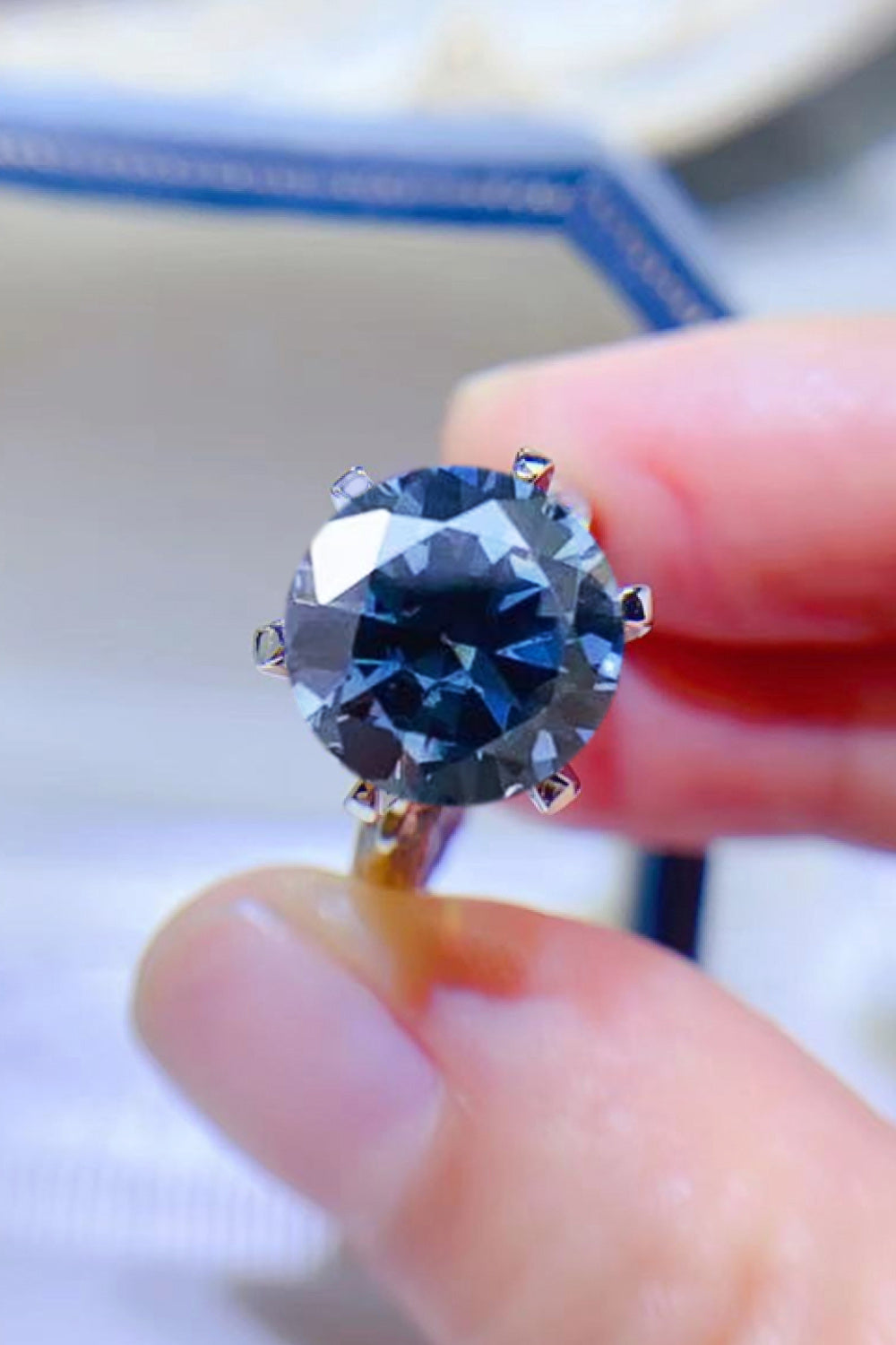 5 Carat Cobalt Blue Blue Brilliant Round Cut Sparkala™ Platinum Over Pure Sterling Silver Ring by Sparkala
