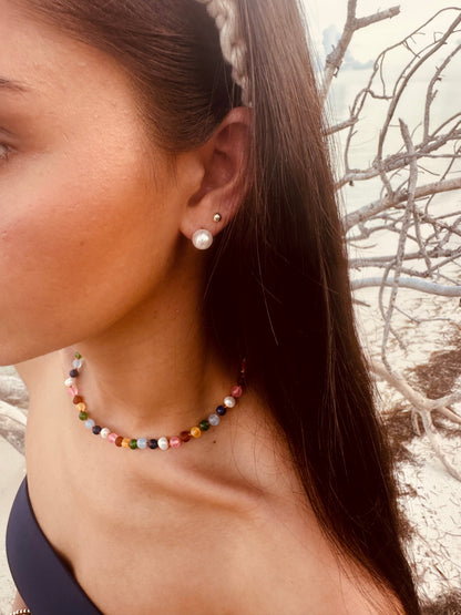 Raw Baltic Amber and Pearl Necklace + Sweet Pink Gemstones by CanyonLeaf