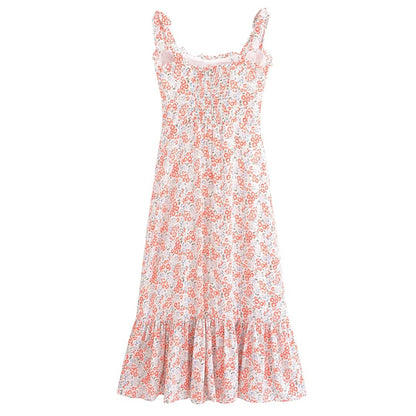 Women Clothing French Small Floral Print Slim Slimming Large Cami Dress by Ragazza