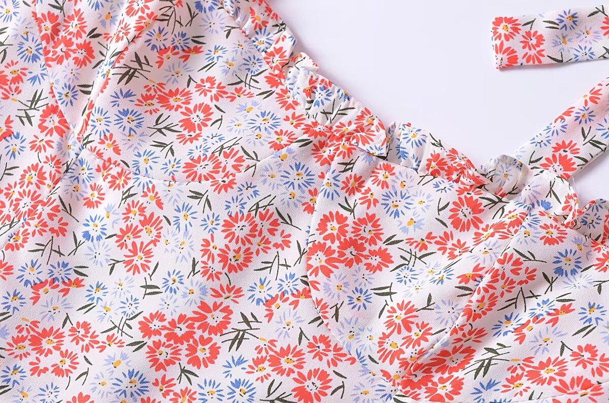 Women Clothing French Small Floral Print Slim Slimming Large Cami Dress by Ragazza