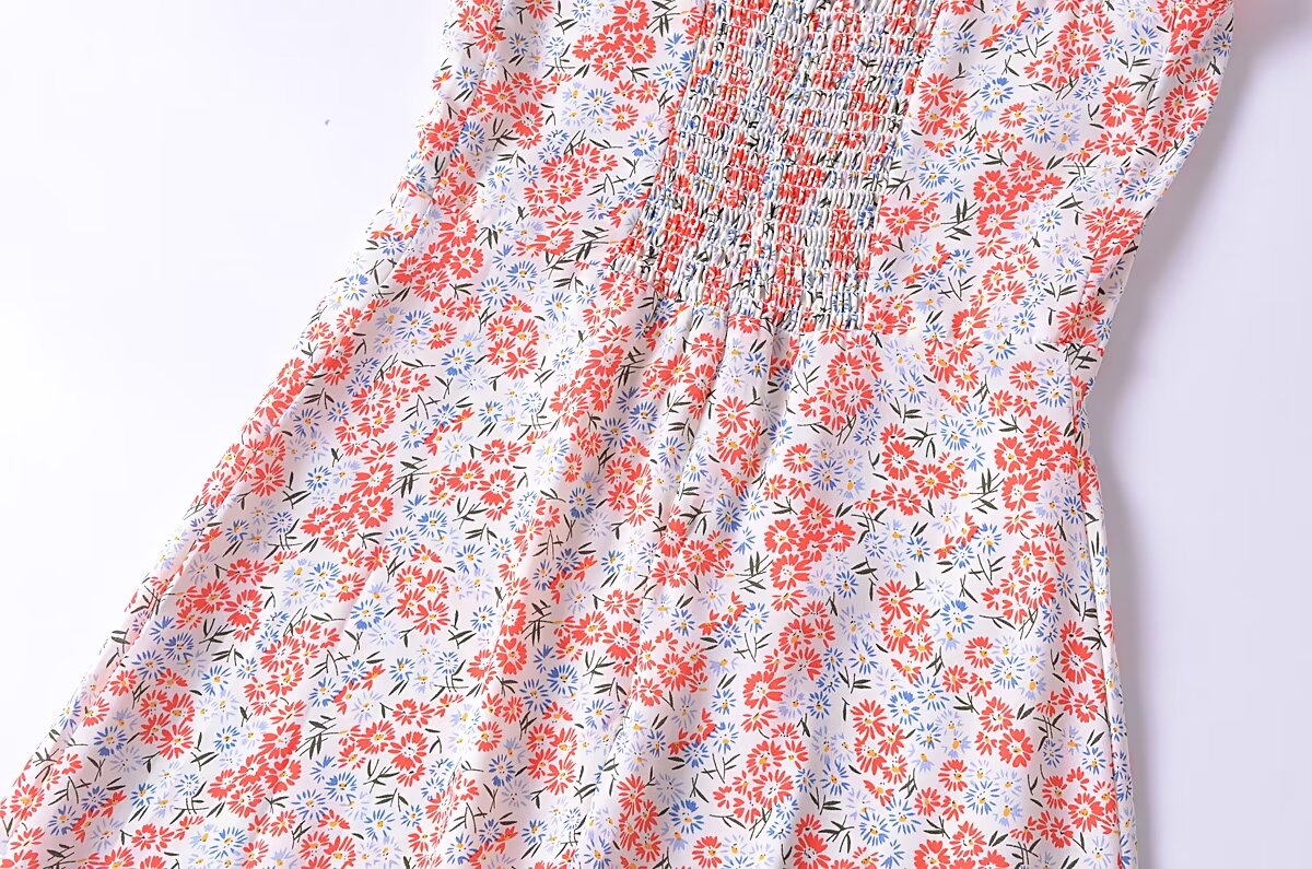 Women Clothing French Small Floral Print Slim Slimming Large Cami Dress by Ragazza