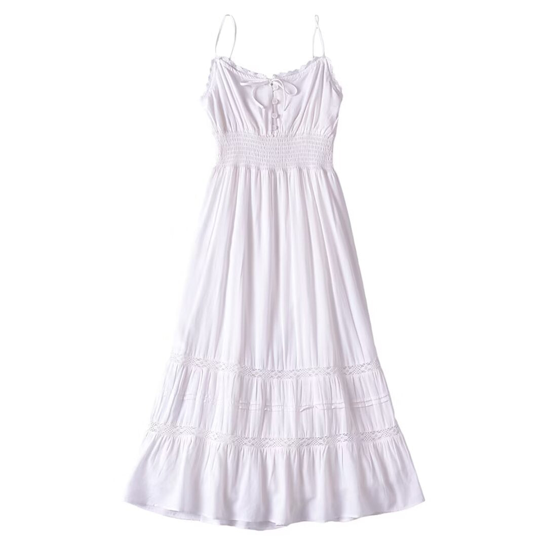 Early Spring French Vintage Sexy Elastic Waisted Slimming Lace Sling Dress by Ragazza
