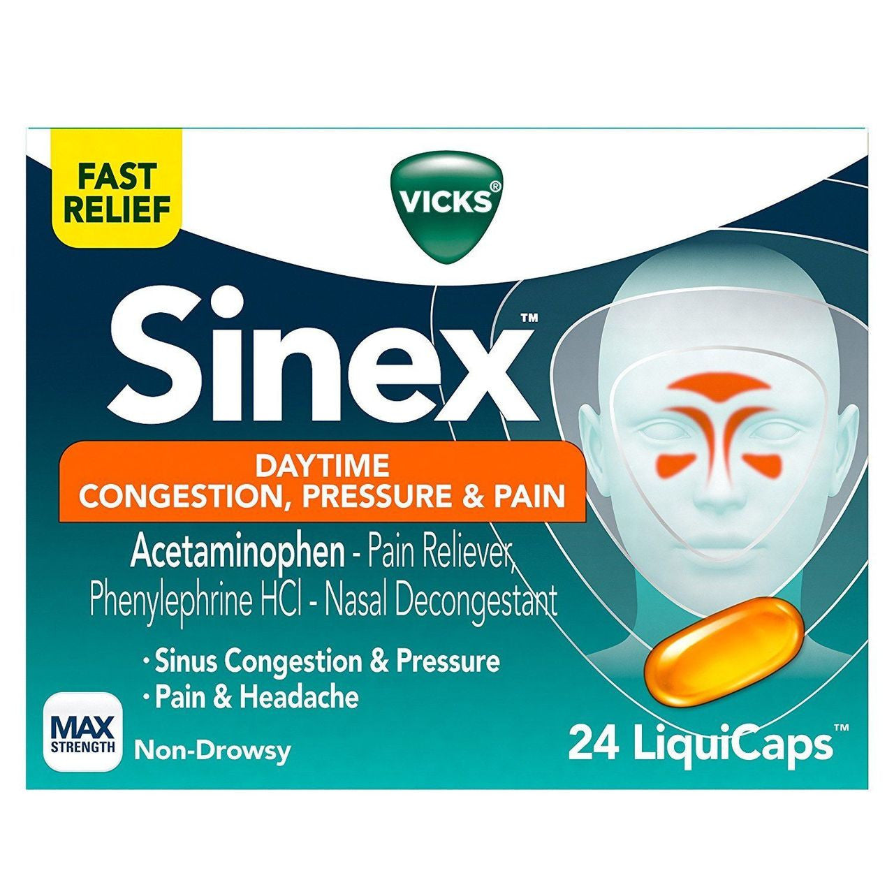 Vicks Sinex Severe Sinus Pressure, Pain, Congestion LiquiCaps by Pasteur Pharmacy