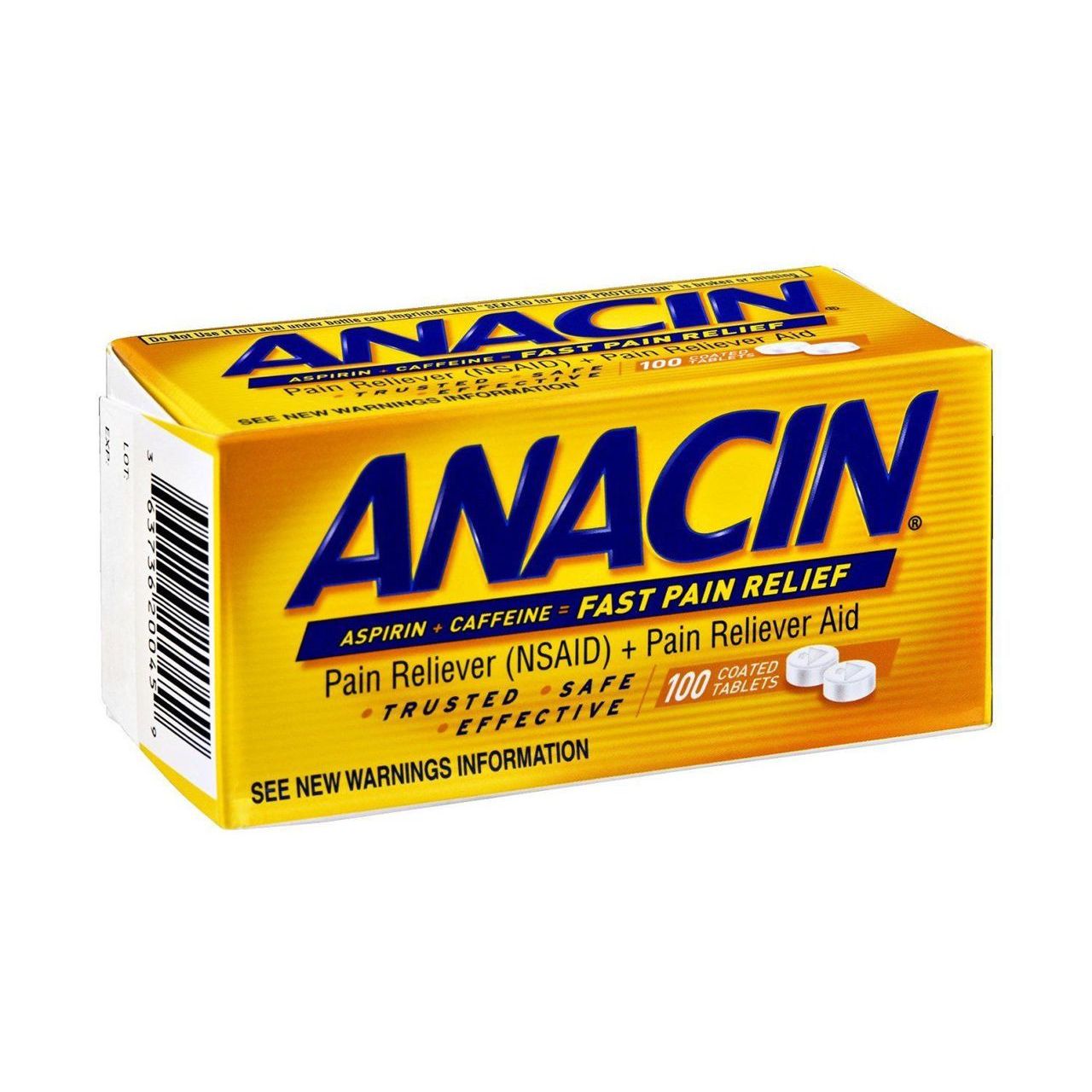 Anacin® Pain Reliever &amp; Aid – 400mg Aspirin / 32mg Caffeine (100ct)
