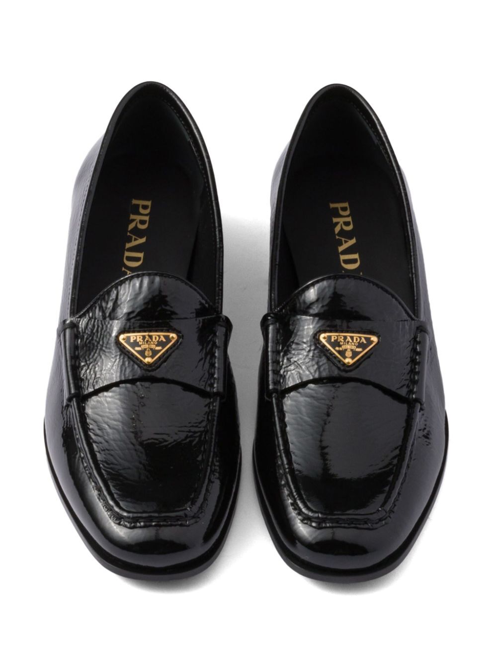 Prada Women Patent Leather Loafers by Luosophy